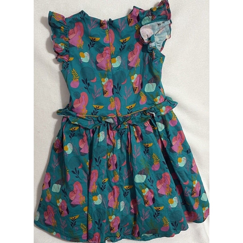 DISNEY STORE Frozen Ana Elsa Princess Dress Pretend Play Sz 9/10 Turquoise/pink - Picture 2 of 12